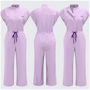 Tuta da Infermiera con Zip e Maniche Lunghe, Rosso Vino, con Coulisse, Uniforme Medica, 42388 Tuta da Lavoro - Product Image 4