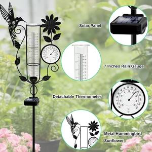 Pluviomètre en verre VividLadybug, décoratif, solaire, pour extérieur, avec motif chien et oiseau, pour jardin, pelouse, allée - Product Image 6