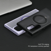Casing cincin magnetik Putar 360 baru untuk Samsung Galaxy S24 dengan dudukan magnet tidak terlihat untuk Samsung S24 Ultra S23 Matte