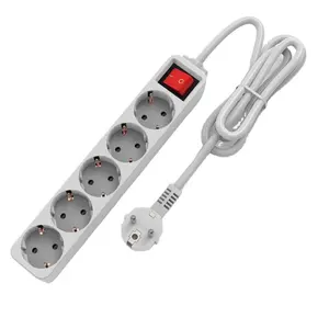 E10-5 5 Outlets Euro Type Po wer Strip EU Surge Protector extension power socket with Switch and Safety Shutter