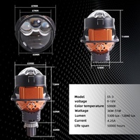 Sanvi Nouveau S5-3 12V 10000 Lumens 5000-5500K Lentille de projecteur Bi-LED pour phare, mise à niveau 2,5 pouces, éclairage automobile LED, ajustement universel