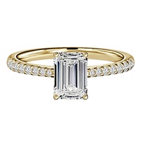 Bague de fiançailles en or massif 10K 14K 18K avec diamant de laboratoire taille émeraude 1 carat, sertie pavé à 4 griffes, motif cœur, certifiée IGI CVD/HPHT