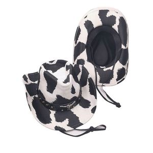 Cow Print Cowboy <b>Hat</b> Western Style Cowgirl <b>Hat</b> <b>for</b> Parties Outdoor - Product Image 4