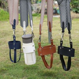 Wholesale Durable Waterproof Coffee Cup PU Leather Sleeve Fashion Soft Houlder <b>Strap</b> <b>Water</b> <b>Bottle</b> Holder Concise Cup Cover - Product Image 1