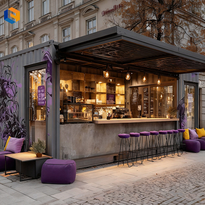 Maisons préfabriquées commerciales, kiosque à café modulaire portable en conteneur avec toit en auvent - Product Image 6