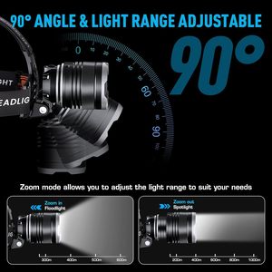 Lampe frontale rechargeable LED 30W super lumineuse, étanche IP66, longue portée 50-99M pour le camping - Product Image 6