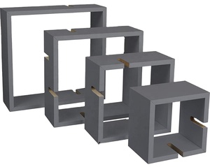 Estante flotante decorativo de 4 cubos entrelazados montado en la pared, acabado blanco, estante de montaje en pared de esquina - Product Image 1
