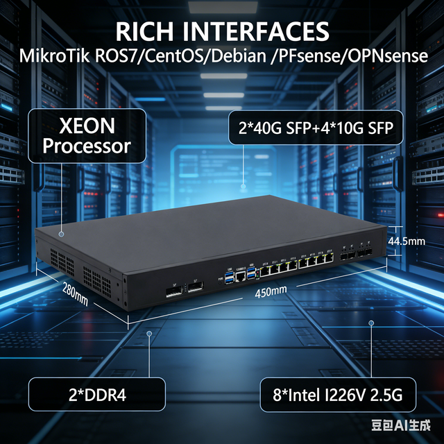 HVAEIPC 100G 22Cores Xeon E5 2699A V4 8x2.5G LAN 1U Rackmount Wired Wireless Firewall VPN 1.5Gbps 8-Sessions Guangdong Stock