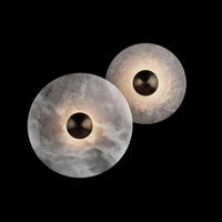 Applique murale intérieure en pierre d'albâtre, lampe LED contemporaine en marbre à disques superposés, pour salon, couloir, chambre à coucher, chevet, décoration
