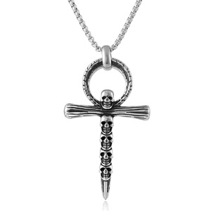 Yunnique – collier avec pendentif croix et crâne en acier inoxydable, unisexe, Punk, Hip Hop, bijoux à la mode, Design géométrique, FY24046 - Product Image 1