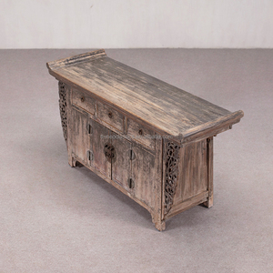 خزانة صينية عتيقة مصنوعة يدويًا من الخشب الصلب صديقة للبيئة بتصميم وابي-سابي، أثاث قديم معاد تدويره مريح لغرفة المعيشة - Product Image 4