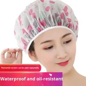 Venta Directa de Fábrica, Gorro de Peluquería de Polietileno, Estilo Pastoral, con Estampados de Lunares/Corazones/Flores, para Niñas, Cuidado del Cabello, <span class=keywords><strong>Tratamiento</strong></span> Capilar - Product Image 3