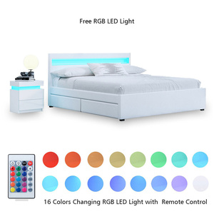 Новинка, Королевский размер, 4 ящика, рама для хранения кровати из искусственной кожи, основание для кровати, деревянная мебель, белый цвет - Product Image 5