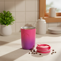 Gobelet isotherme à double paroi en acier inoxydable pour voyage, 220 ml, 380 ml, tasse à café avec couvercle rabattable