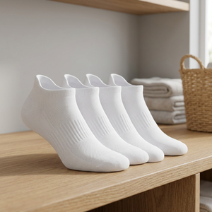 Chaussettes fines à cinq orteils pour hommes, en coton respirant, avec logo personnalisé, anti-odeur, anti-transpiration, antibactériennes, séchage rapide, blanc et noir, en ramie - Product Image 3
