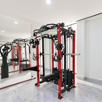 ZY Appareil de musculation professionnel multifonctionnel avec rack de puissance et crossover par câble, équipement de gym avec double pile de poids pour la maison