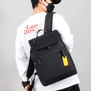 Men's Laptop <b>Backpack</b> 15 Inches Large Capacity Lightweight Business Travel Shoulder Bag Solid Color <b>Black</b> - Product Image 2