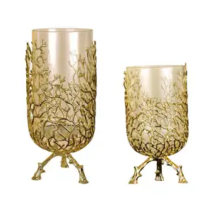 Logam Vas Cahaya Mewah Kerajinan Logam Penyiangan Vas Bunga Boutique Floreros Dorados Ruang Tamu Modern Decoratve Logam Vas