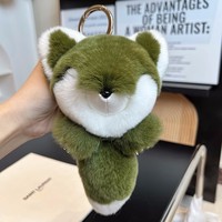 Vente en gros de porte-clés en vraie fourrure de renard, pendentif, accessoires de sac fabriqués à la main, grande taille 23cm, porte-clés coloré en fourrure de renard en peluche
