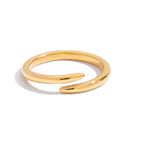 Geometric <b>Open</b> <b>Ring</b> 18K Gold Plated Stainless Steel Unisex Fashion Jewelry Gift - Product Image 1