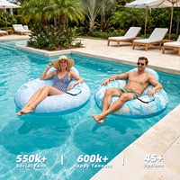 Bouée de piscine gonflable en polyester recouverte de tissu, avec fond en maille épaissie, chaise longue flottante, jouet aquatique, radeau de piscine