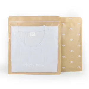 Clothing Packaging With Clear Window Custom Printing Logo Kraft Paper Waterproof Bag With Resealable Zip Lock