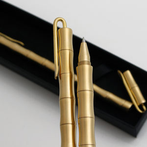 Stylo tactique en métal cuivre et laiton de bonne qualité avec encre gel et clip doré - Product Image 5