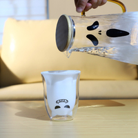 Nouveau design de tasse à expresso à double paroi moule propre tasse à café en verre à double paroi en borosilicate personnalisable avec autocollant mignon coquin