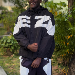 Spray Men's Autumn Print Long Sleeve Drawstring Hooded Trench Coat Colorblock Zipper Hooded Windbreaker Jackets for Men - Product Image 2