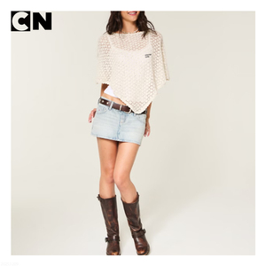 Suéter con Certificación GRS, Fabricante de Suéteres, Diseño Personalizado con Logotipo, Suéter Informal de Algodón y Poliéster para Mujer, Blanco, con Lentejuelas y Abertura en el Pecho - Product Image 4