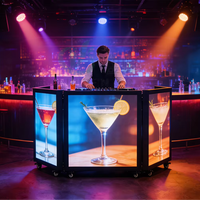 Écran d'affichage LED multi-panneaux pliable et portable sur roulettes pour pubs, menu de boissons interactif, vitrine