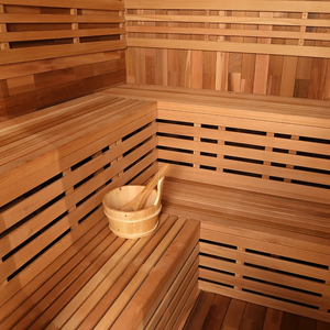 Salle de sauna extérieure à vapeur cubique en cèdre rouge traditionnel en bois massif pour le massage thermal à usage domestique - Product Image 5