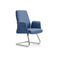 Salle de réunion moderne de luxe en acier inoxydable base incurvée chaise de conférence de bureau à dossier moyen chaise ergonomique en cuir PU