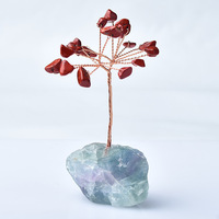 Arbre en copeaux de cristal artisanal avec fil de cuivre et copeaux de pierres mélangées pour la décoration de table de chevet et comme cadeau de mariage