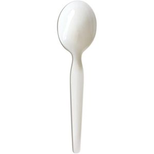 Heavyweight <b>White</b> Polystyrene Disposable Spoon <b>Wrapped</b> Cutlery 1,000/Carton - Product Image 2