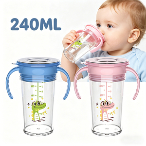 <span class=keywords><strong>Gobelet</strong></span> d'apprentissage pour bébé avec poignée, sans BPA, en PP, <span class=keywords><strong>360</strong></span>°, anti-fuite, anti-étouffement, avec logo personnalisé - Product Image 1