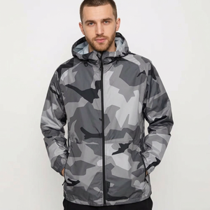 Chaqueta Cortavientos con Capucha para Hombre, Sólida, Resistente al Viento, para Otoño, Uso en Exteriores, Cierre de Cremallera, Corte Regular, Estilo Casual Urbano, Seda - Product Image 1
