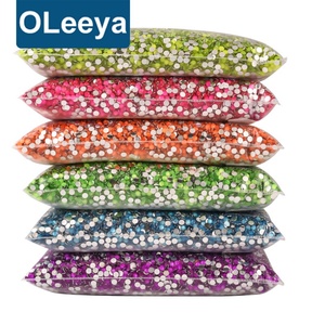 Oleeya Jelly Resin Neon 3mm 4mm 5mm Flat Back Non Hot Fix Resin Rhinestones Glow <b>Under</b> UV Light for DIY - Product Image 1