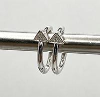 Boucles d'oreilles créoles haut de gamme en argent 925, design géométrique triangulaire incrusté de diamants, élégantes et tendance pour femme