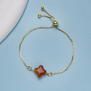 Bracciale Regolabile in Oro 18k con Cristallo Naturale e Quadrifoglio <span class=keywords><strong>Portafortuna</strong></span> in Quarzo Rosa per Donne - Product Image 5