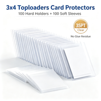 3x4 Protège-cartes 100 supports rigides + 100 pochettes souples 35PT transparents sans résidu de colle en acrylique pour sport, anime, animaux