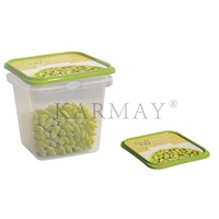 Boîte de 1L (30 onces) de raisins verts secs sans pépins, emballage en plastique avec couvercle, hermétique, empilable et robuste.