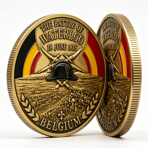 Pièce de monnaie commémorative de la bataille de Waterloo 1815, en alliage de zinc, imitation émail, souvenir circulaire traditionnel, Belgique - Product Image 6