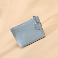 Mini porte-monnaie léger et écologique en cuir PU imprimé UV motif litchi, porte-clés, portefeuille et sac de rangement pour femme