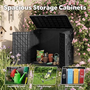 Armario de Almacenamiento Exterior Impermeable de Gran Capacidad con Cerradura y Puertas Dobles, <span class=keywords><strong>Cobertizo</strong></span> Portátil para Herramientas de Jardín - Product Image 4