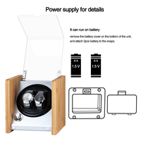 Twing Automatic Wooden Watch Winder 1 Slot Kaca Akrilik Bentuk Persegi Motor Senyap Jam Mekanik Berputar Bambu PU 20mm
