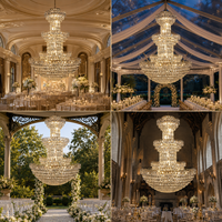 Lustres suspendus modernes et rétro de luxe, lampes à pampilles en cristal doré pour hôtel, hall, décoration de mariage