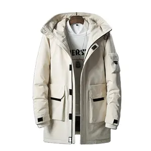 2021高品质鹅皮大衣外套定制河豚夹克男士冬季黑色外套