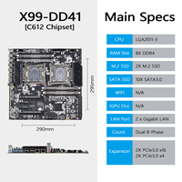 Kit de carte mère PC PANDL NEW E-ATX X99-DD41 8x DDR4 RAM avec combo Intel Dual Xeon E5 2680 V4 2680v4 Carte mère X99 double processeur