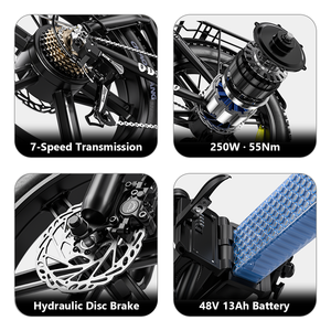OEM vélo électrique montagne 20 pouces fat‑tire batterie lithium 48V 13Ah VTT pliant pedelec 250W 7 vitesses - Product Image 3